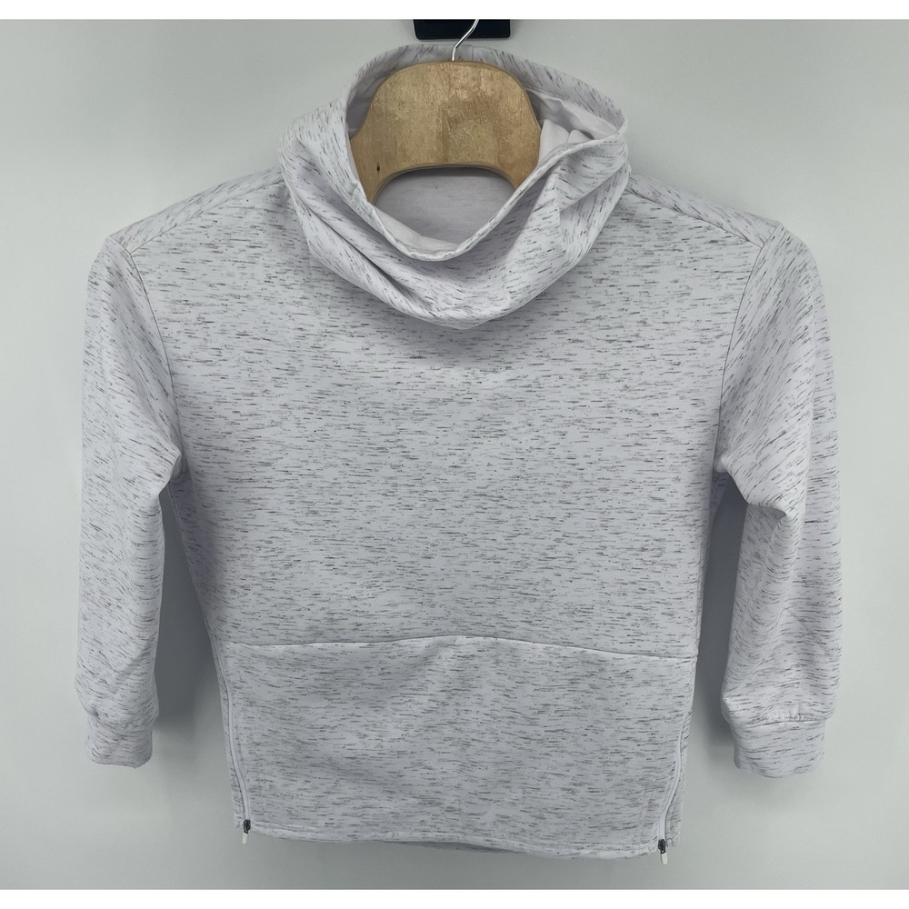 Fabletics Hoodie Women Sm White Space Dye Funnel Neck Side Zips Athleisure  Cozy